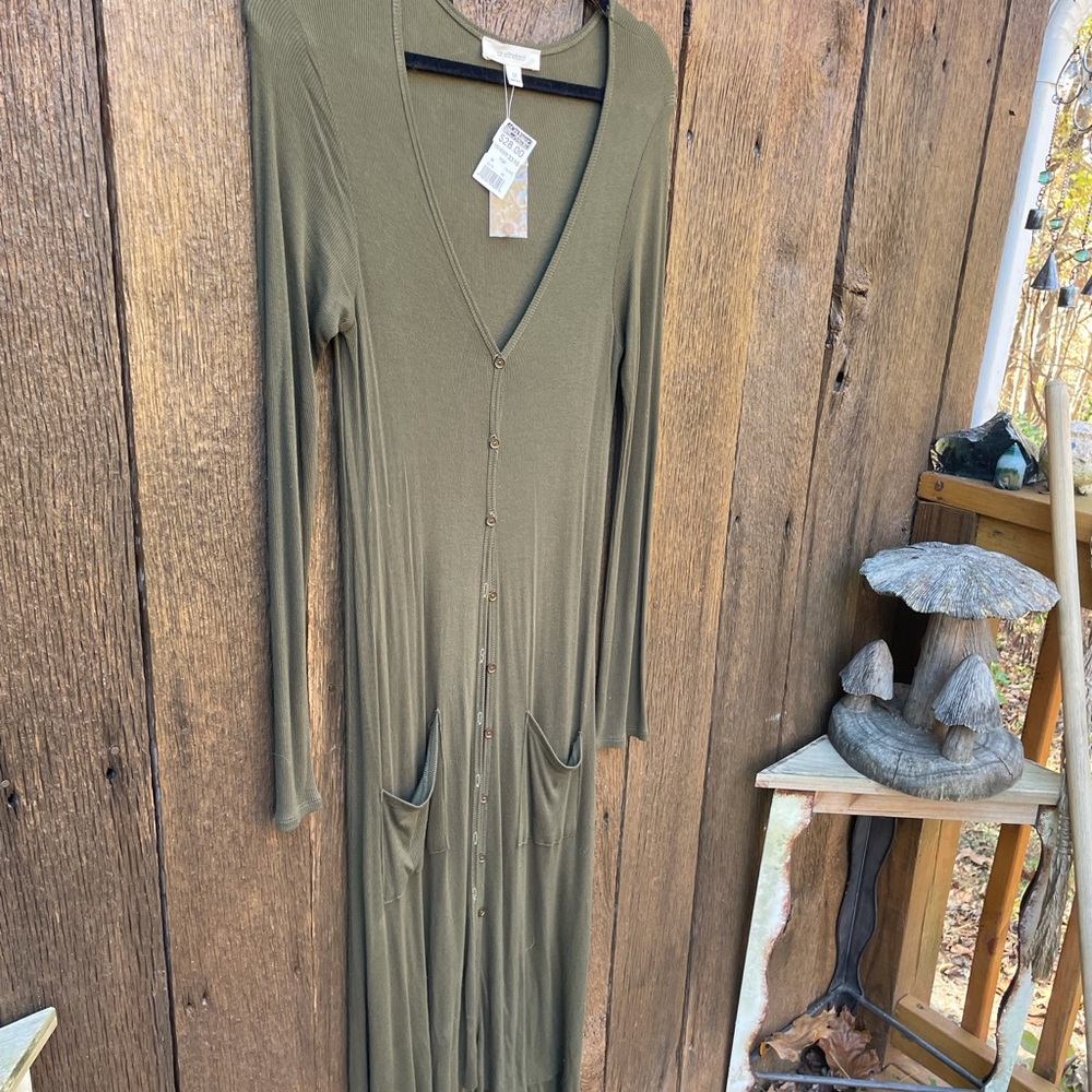 NWT One The Land Witchy Vibes Olive Green Long-Sleeve Button Down Medium!